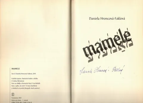 MAMELE--Hroncová-Faklová Daniela--rok vydania 2010 — fotka 2
