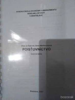 Poisťovníctvo - úvod do teórie