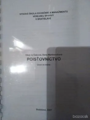 Poisťovníctvo - úvod do teórie